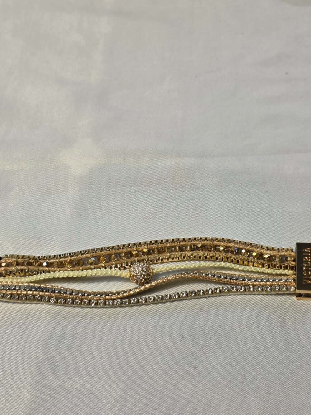 Victoria Emerson Multi-Strand Cuff Bracelet Gold & Silver Tone with Beadwork
